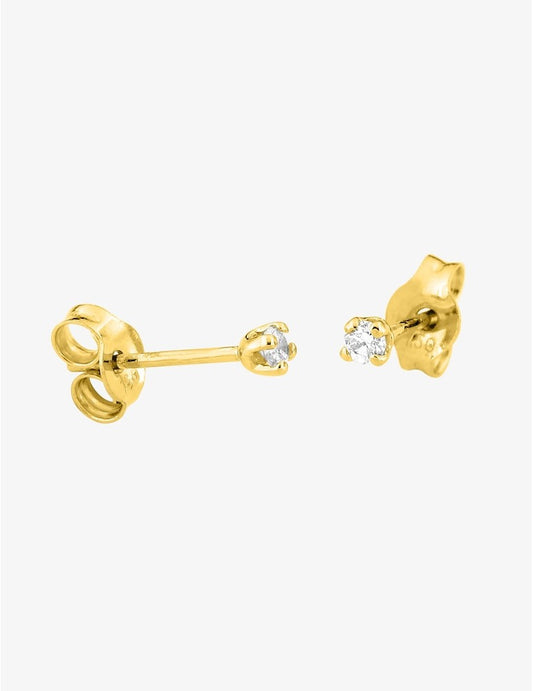 Clous d’Oreilles Diamant 0,06 ct en Or Jaune 750‰ – Fermoir Poussette Belge