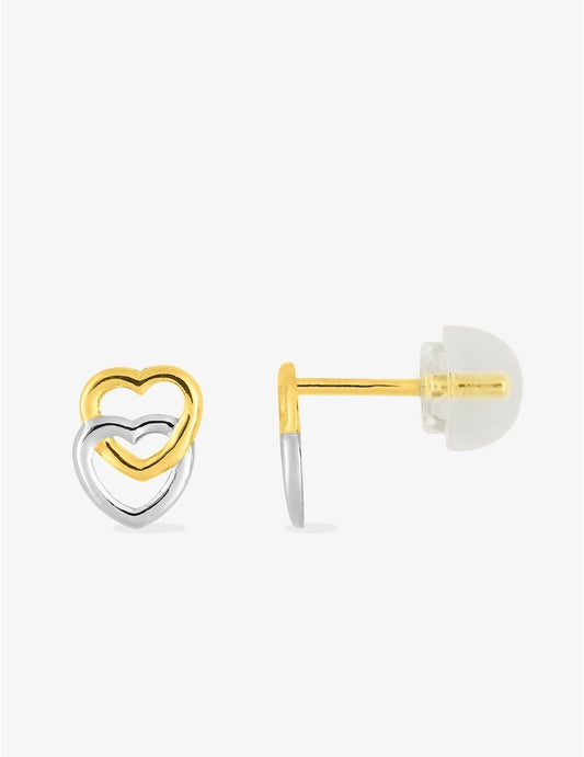 Boucles d’Oreilles Cœurs Entrelacés Bicolores en Or 375 – 0.20g