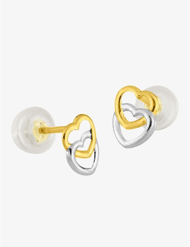 Boucles d’Oreilles Cœurs Entrelacés Bicolores en Or 375 – 0.20g