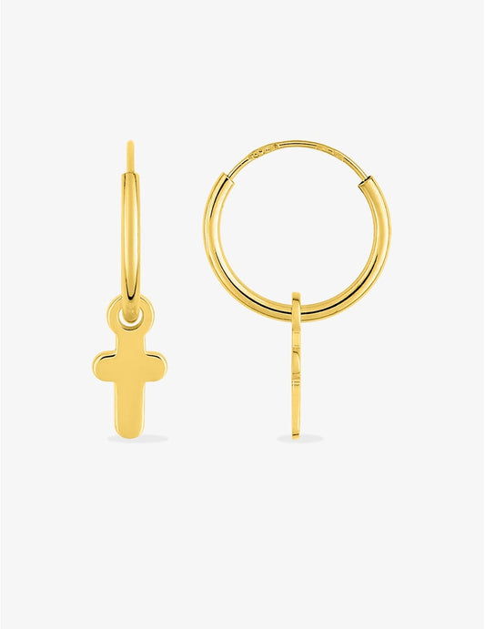 Créoles en Or Isabelle – Pendentifs Croix, 0.35g