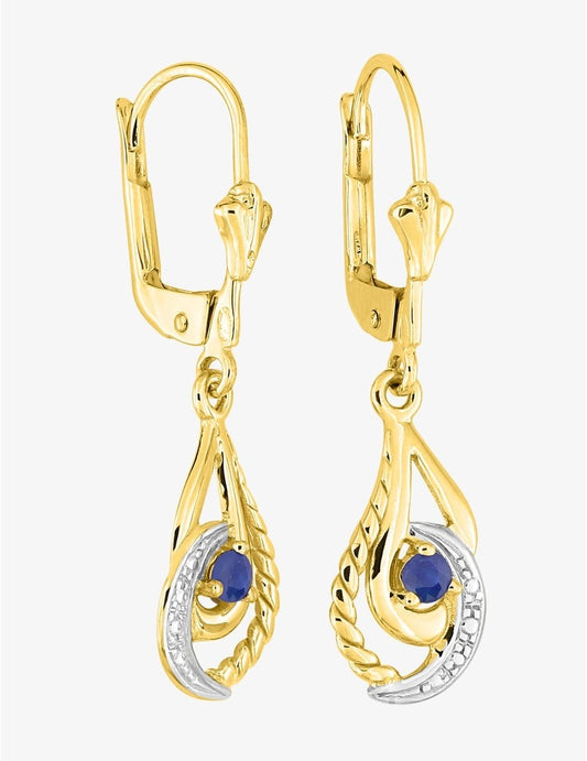 Boucles d'Oreilles Dormeuses Emma Or Jaune 9K Saphir Élégant | Bijouterie Cordier