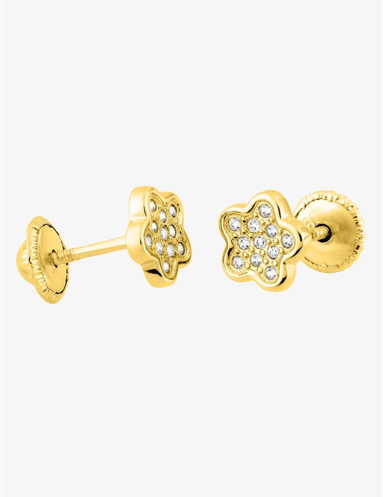 Boucles d’Oreilles Étoile en Or Jaune 750‰ – Oxydes de Zirconium & Système Vis