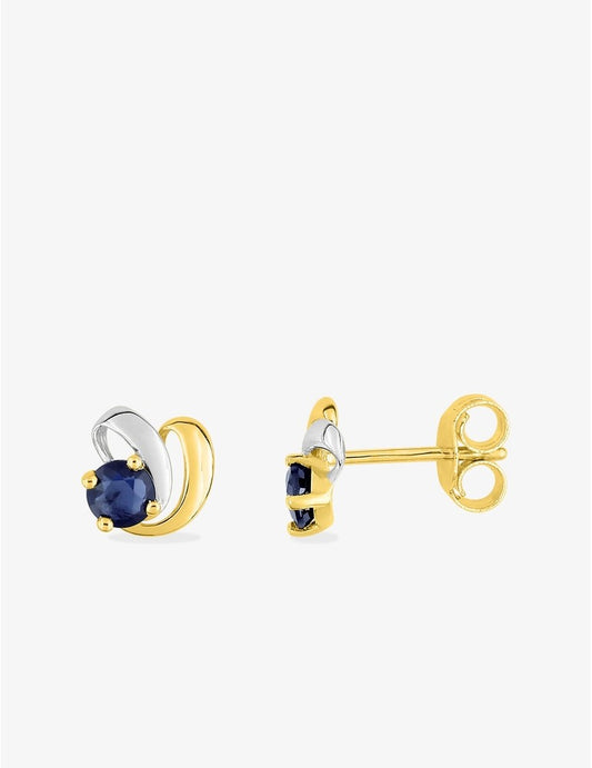Boucles d'Oreilles Fantaisie Isabelle Or Jaune 9K, Saphir et Rhodium | Bijouterie Cordier