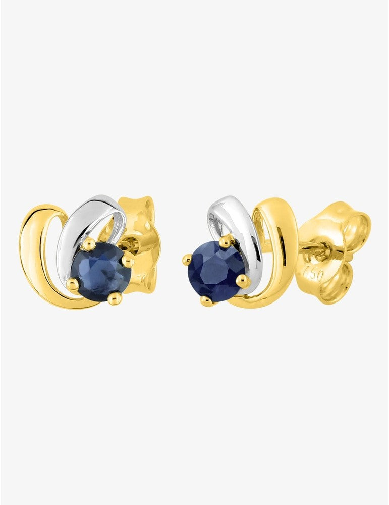 Boucles d'Oreilles Fantaisie Isabelle Or Jaune 9K, Saphir et Rhodium | Bijouterie Cordier