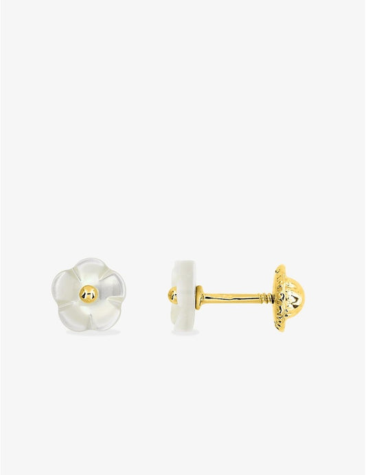 Paire de Boucles d'Oreilles Fleurs en Nacre et Or 375/1000 – 0.20g