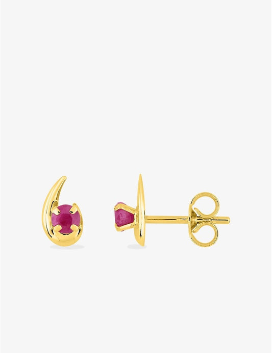 Boucles d’Oreilles Gouttes Or Jaune Léa 9K, Rubis Étincelants
