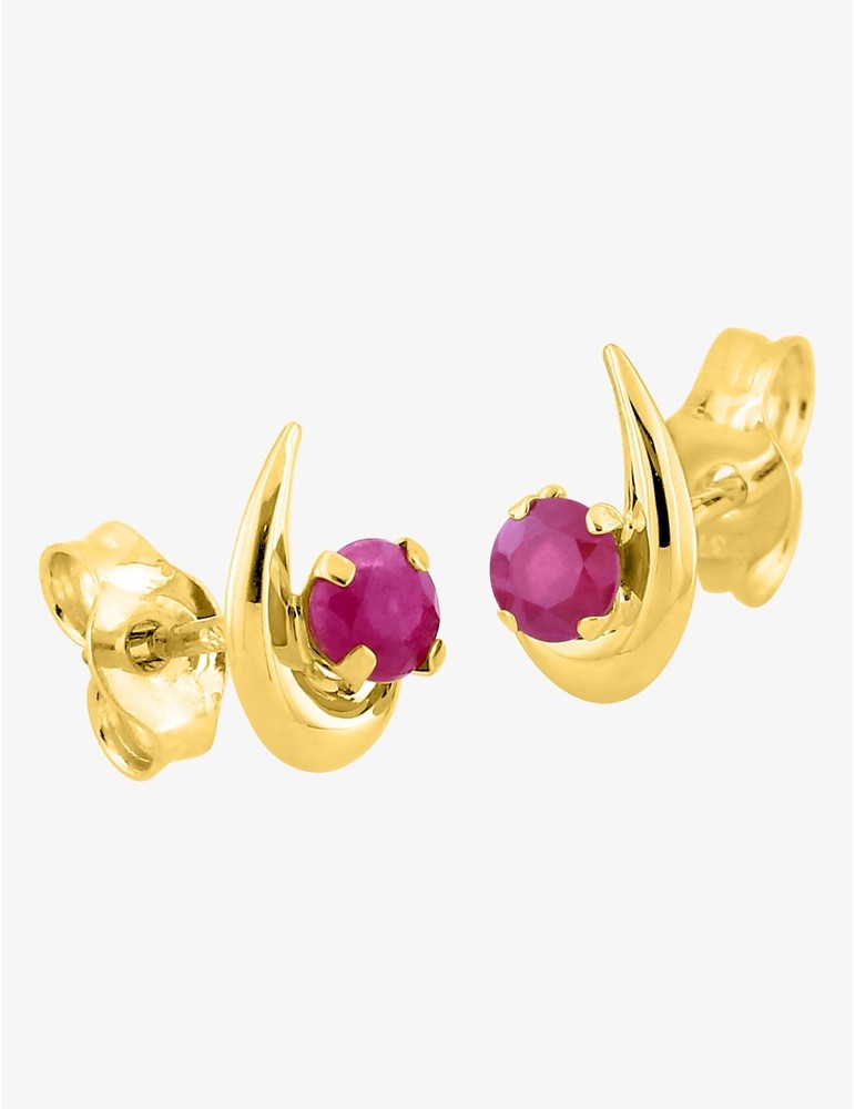 Boucles d’Oreilles Gouttes Or Jaune Léa 9K, Rubis Étincelants