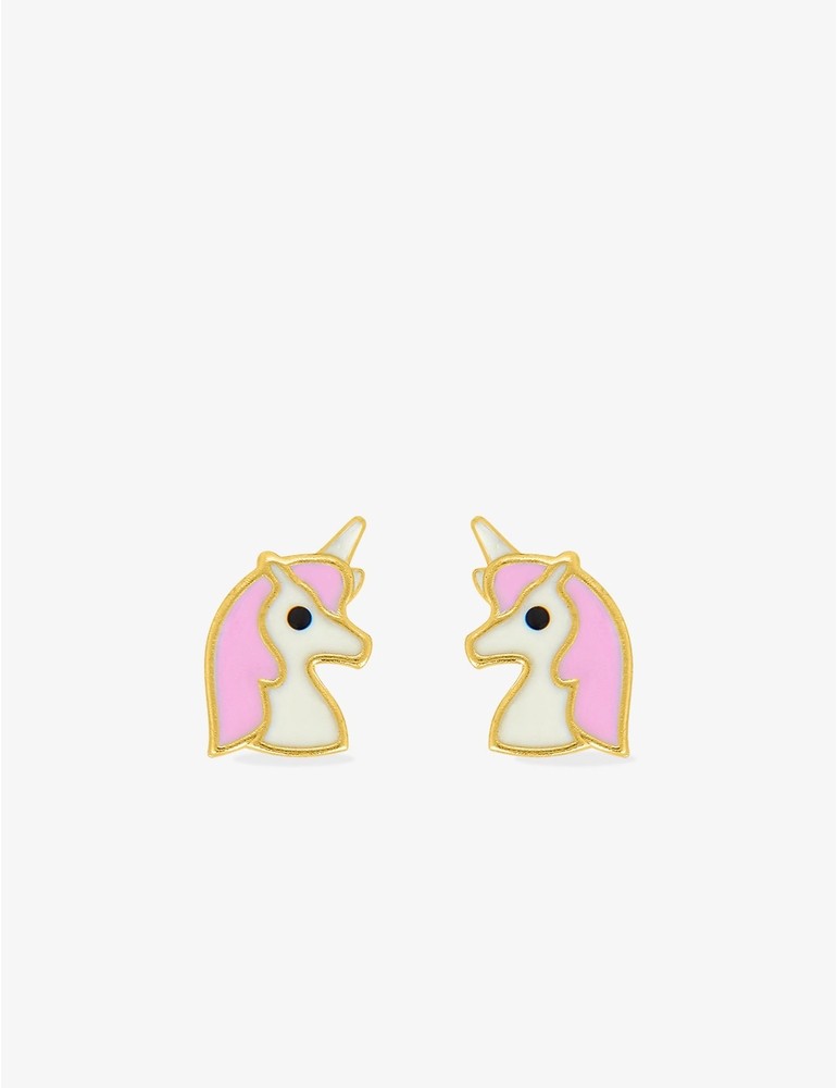 Boucles d’Oreilles Enfant Licorne en Or 375 – Système Vis – 0.30g
