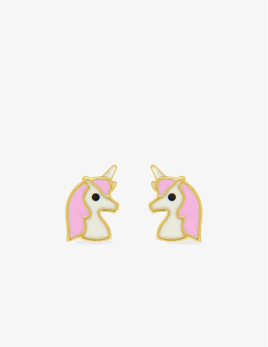 Boucles d’Oreilles Enfant Licorne en Or 375 – Système Vis – 0.30g