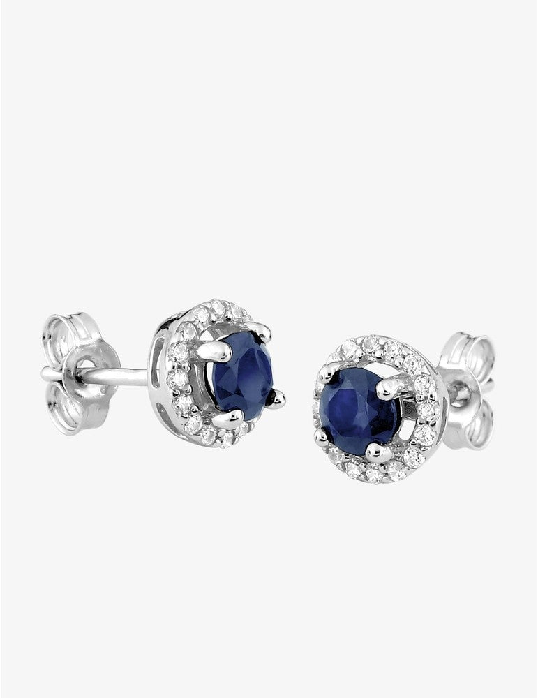 Boucles d'Oreilles Or Blanc 375‰ avec Saphir et Oxyde de Zirconium – Élégance Discrète