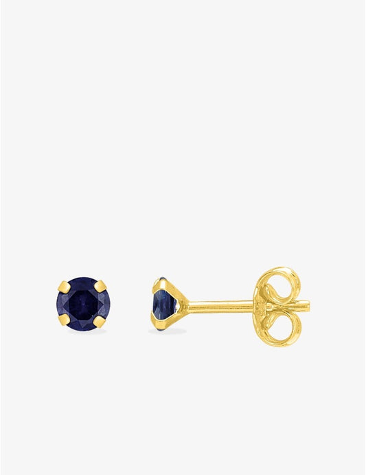 Boucles d’Oreilles Or Jaune 9K & Saphirs Bleus 4mm