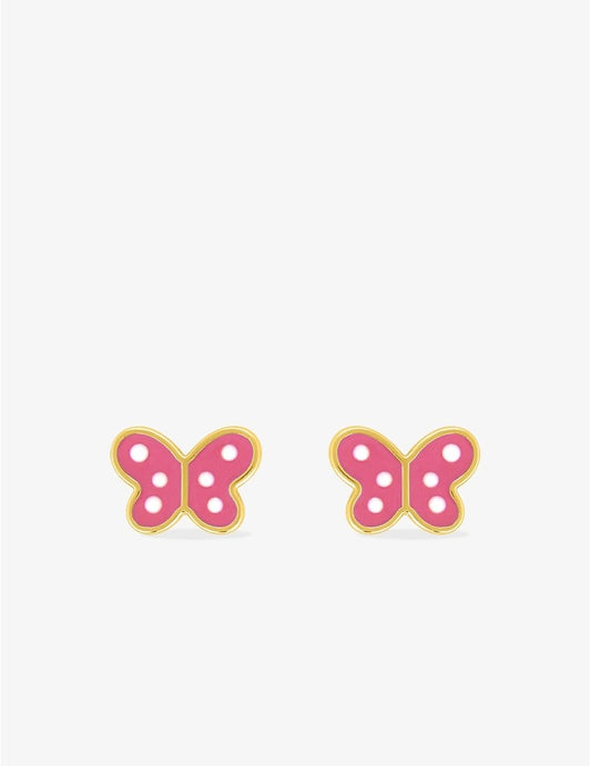 Paire de Boucles d'Oreilles Enfants Papillon en Or Jaune 375/1000