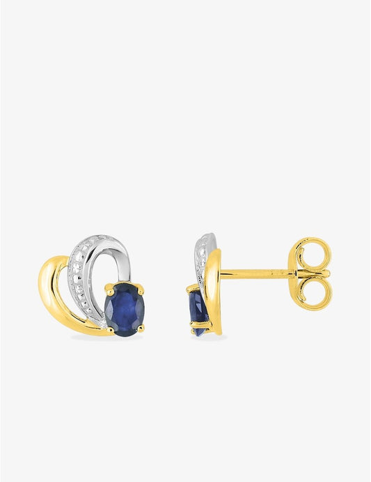 Boucles d'Oreilles Pétales Or Jaune 375‰ et Saphir – Élégance Subtile