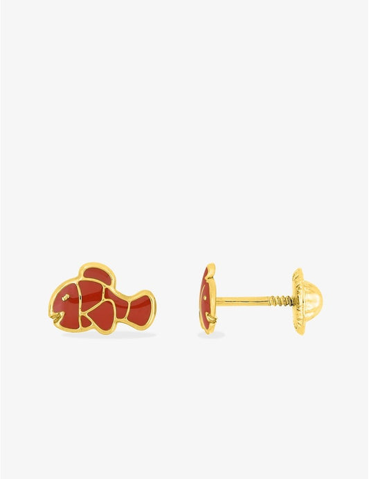 Boucles d’Oreilles Enfant Poisson en Or 375 – Système Vis – 0.30g