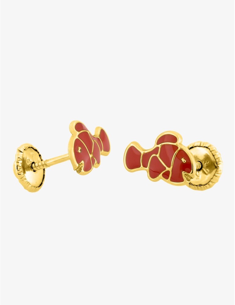Boucles d’Oreilles Enfant Poisson en Or 375 – Système Vis – 0.30g