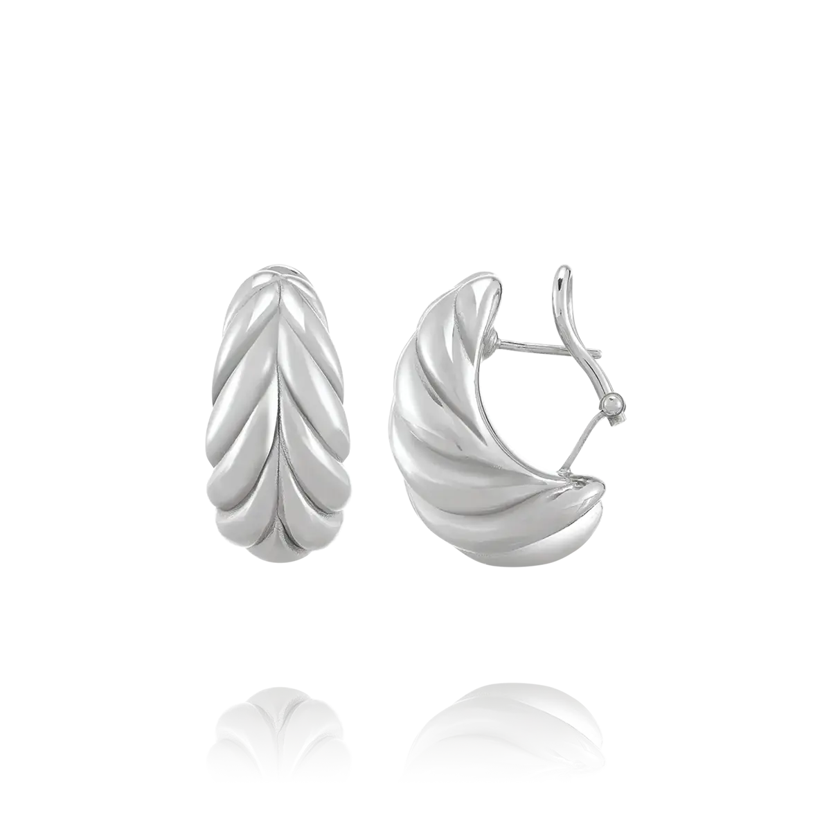Boucles d’Oreilles Formes Striées Argent 925 Charles Garnier