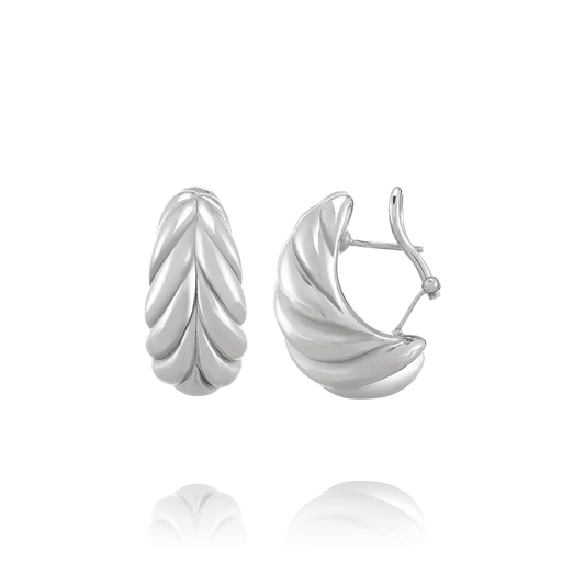 Boucles d’Oreilles Formes Striées Argent 925 Charles Garnier