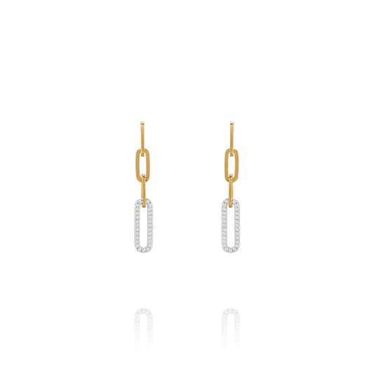Boucles d’Oreilles Styles Maillons Bicolores Argent Bicolore