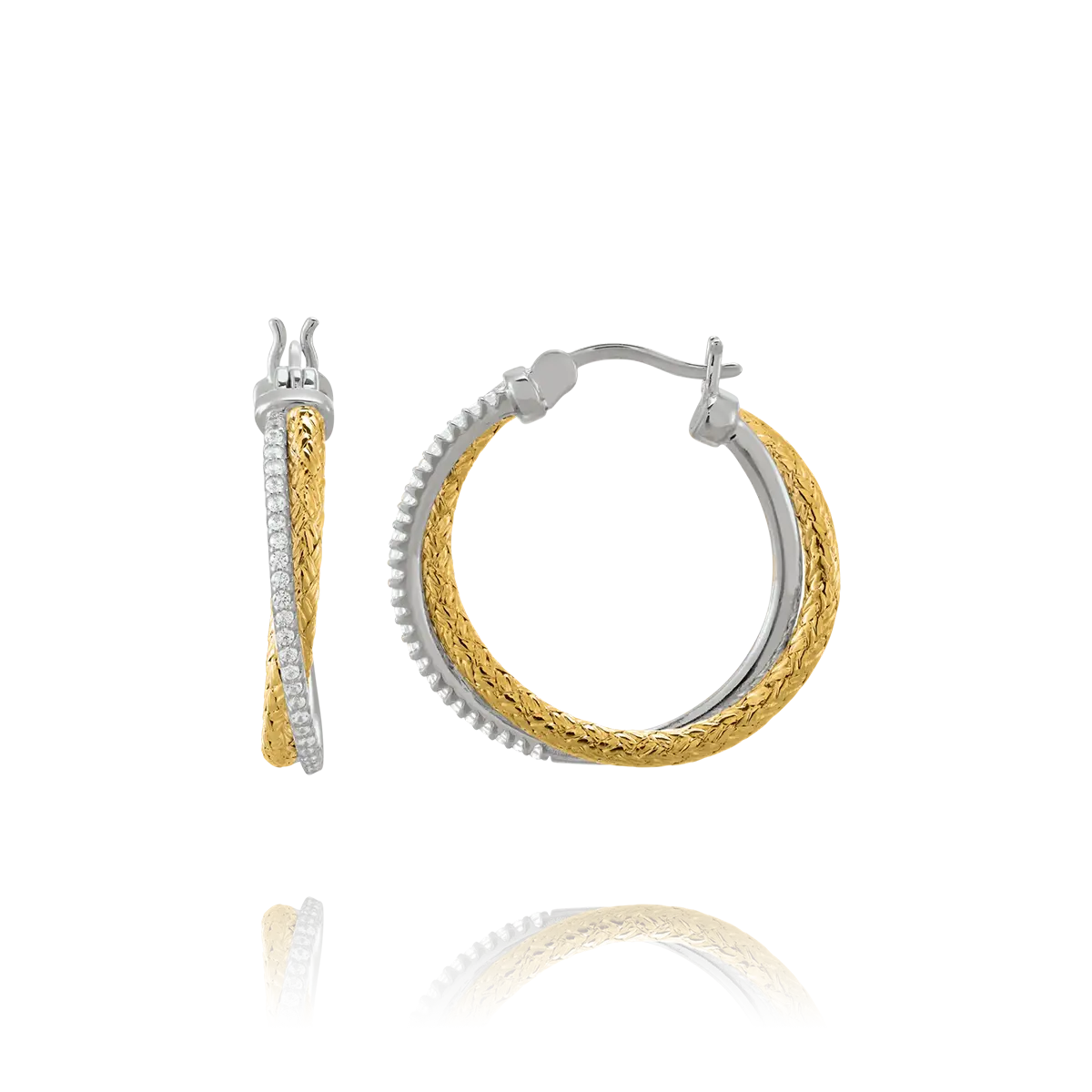 Créoles LIANES Argent Doré & Oxydes de zirconium AGF170059E