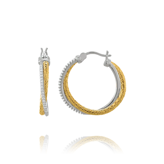 Créoles LIANES Argent Doré & Oxydes de zirconium AGF170059E