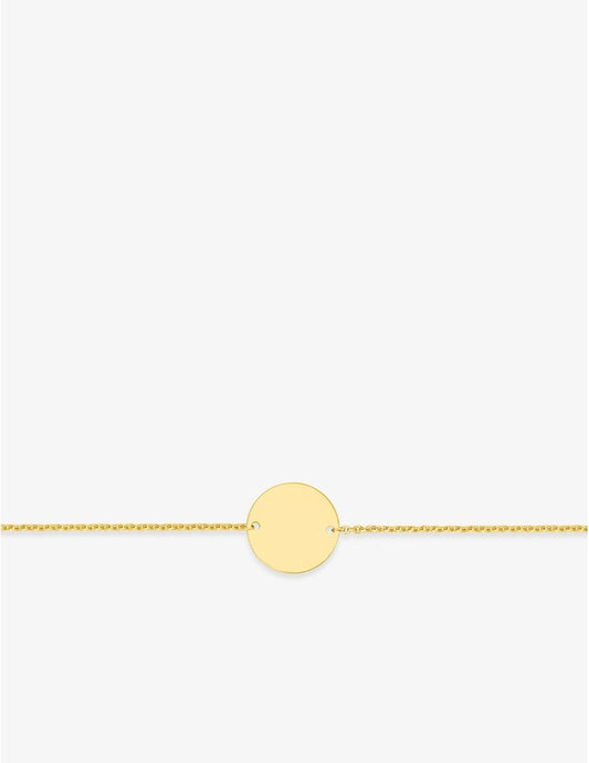 Bracelet Identité Bébé Or Jaune 750‰ – Maille Forçat & Jeton 12 mm Gravure Offerte