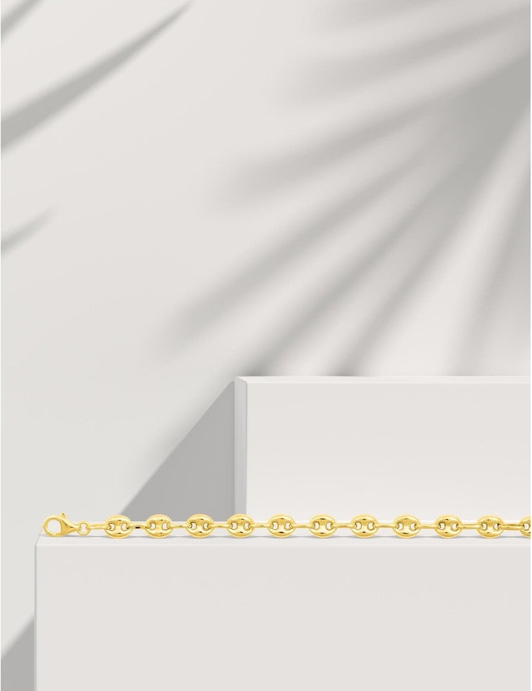 Collier Maille Grain de Café en Or Jaune 375/1000 – 60cm, Largeur 3.5mm