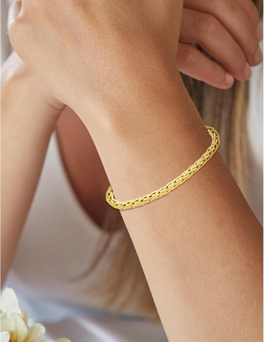 Bracelet Maille Palmier Ronde Or 375/1000 9K 18 cm – Maille 5 mm