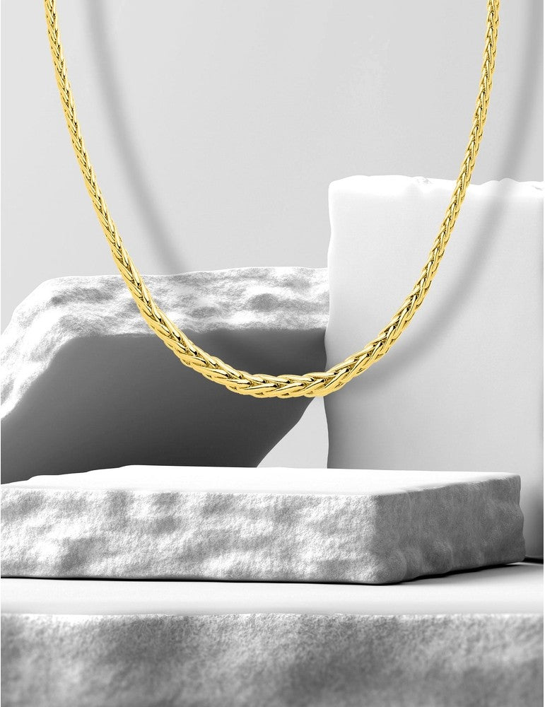 Chaîne maille palmier or jaune 375‰ – 42 cm, diamètre 4,5 mm