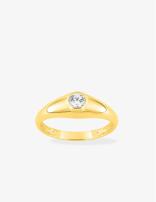 Jonc Anglais en or jaune 750 ‰ – Oxyde de zirconium 0,30 ct