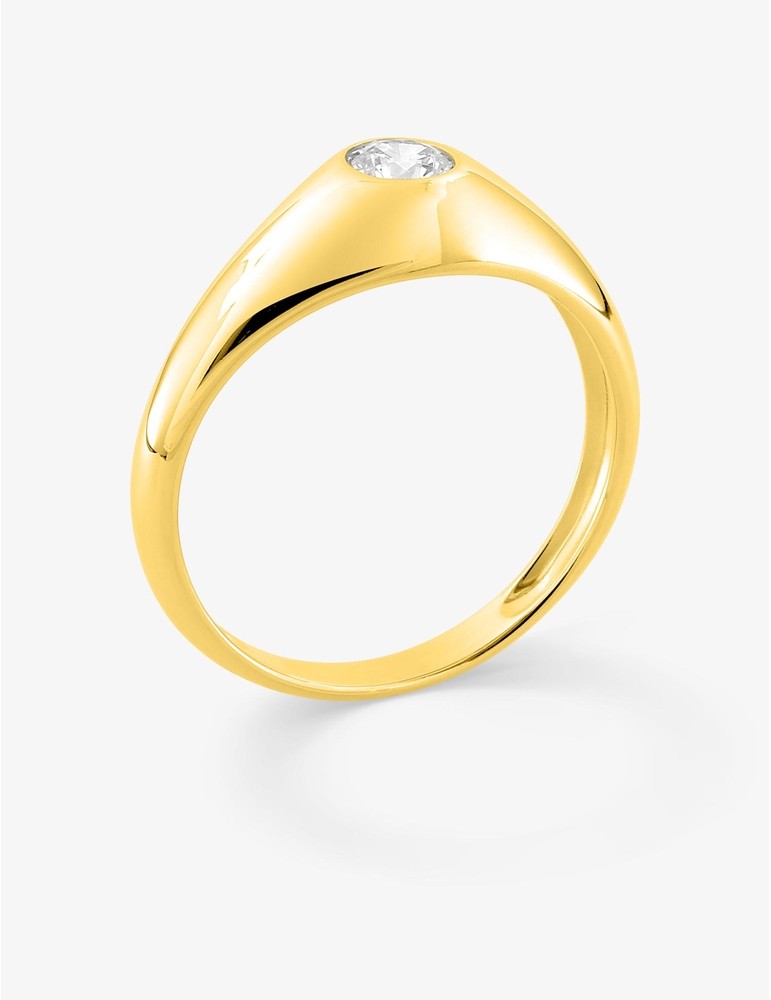 Jonc Anglais en or jaune 750 ‰ – Oxyde de zirconium 0,30 ct