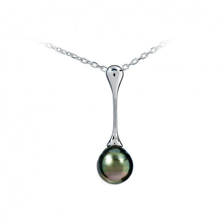 Collier Épure Femme en Argent Rhodié et Perle de Tahiti – Iza-B