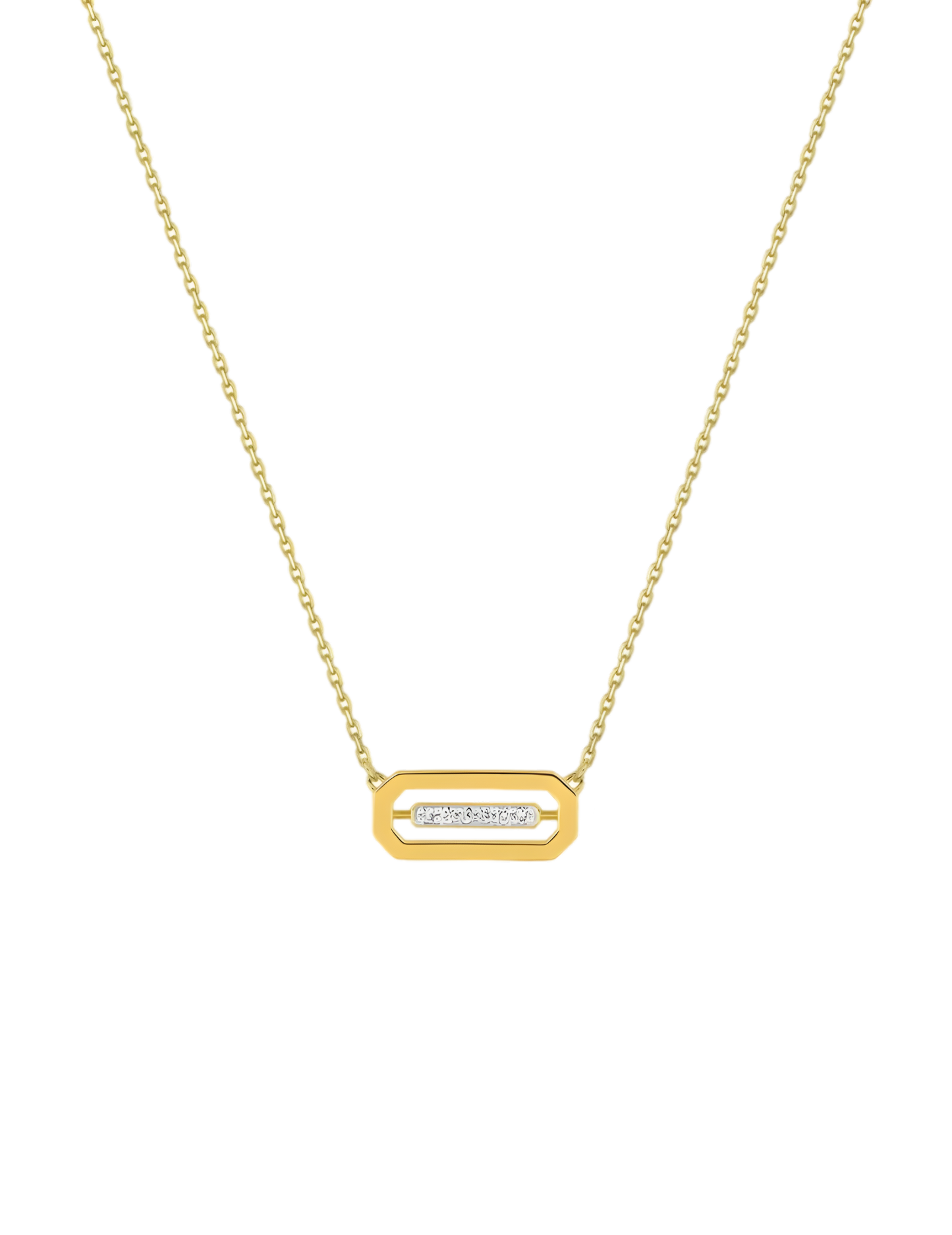 Collier Rectangle en Or Jaune 750‰ et Diamants