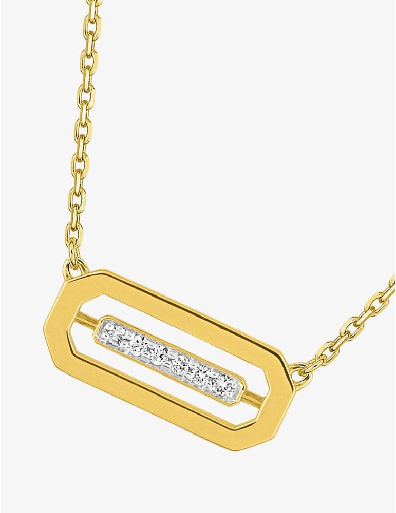 Collier Rectangle en Or Jaune 750‰ et Diamants