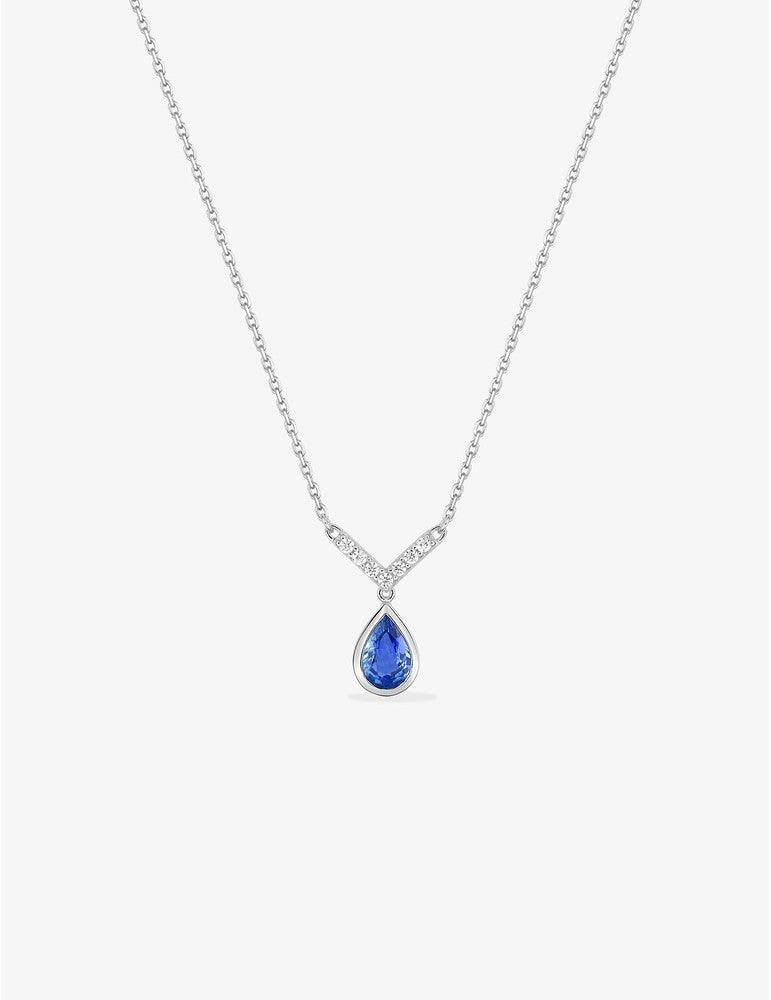 Collier en Or Blanc 750‰ avec Saphir et Diamant