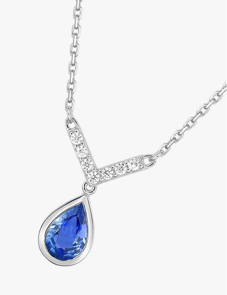Collier en Or Blanc 750‰ avec Saphir et Diamant