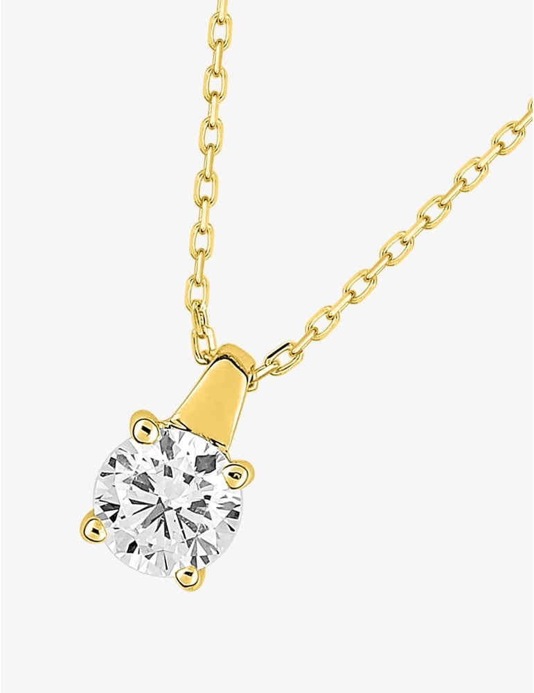 Collier Or Jaune 375 ‰ avec Oxyde Rond 4,75 mm Serti 4 Griffes – Élégance Classique et Intemporelle