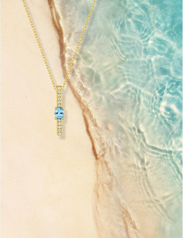 Collier en Or Sophie – Topaze Bleue Traité & Oxyde de Zirconium