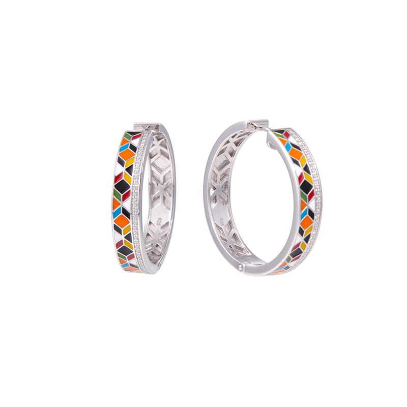 Créoles Siena Femme en Argent Rhodié et Oxydes de Zirconium – Una Storia