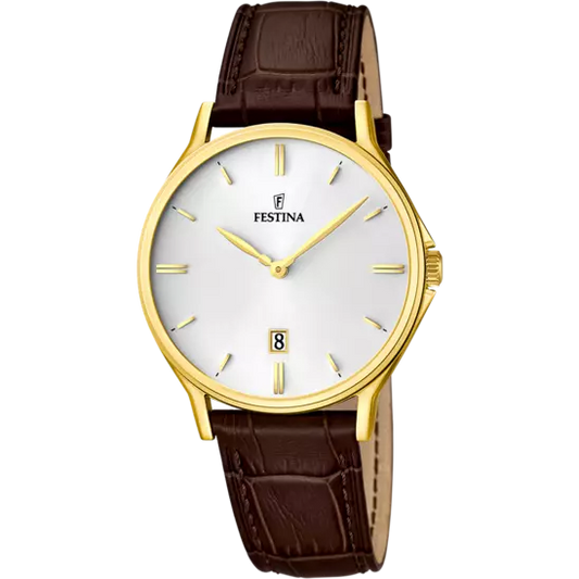 MONTRE FESTINA CLASSICS F16747/1 BLANC, BRACELET CUIR, HOMME