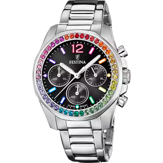 Montre Festina F20606/3 Femme - Collection Rainbow - Acier &amp; Zircons