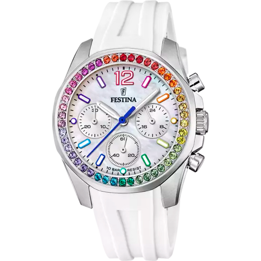 Montre Festina F20610/2 Femme - Collection Rainbow - Acier &amp; Caoutchouc