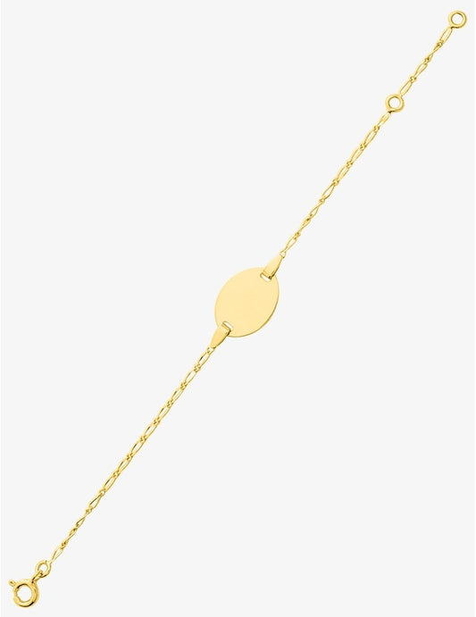 Gourmette Bébé Chaîne Alternée 1+1 Plaque Ovale Or Jaune 750‰ – Gravure Offerte