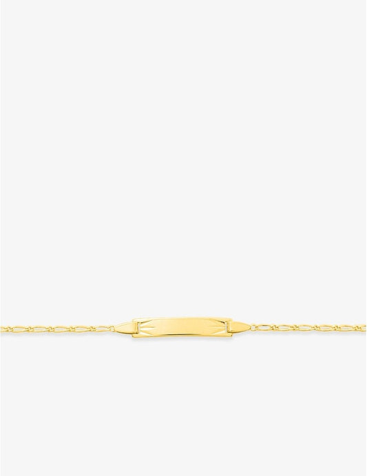 Gourmette Bébé Chaîne Alternée 1+1 Plaque Rectangle Diamantée Or Jaune 750‰ – Gravure Offerte
