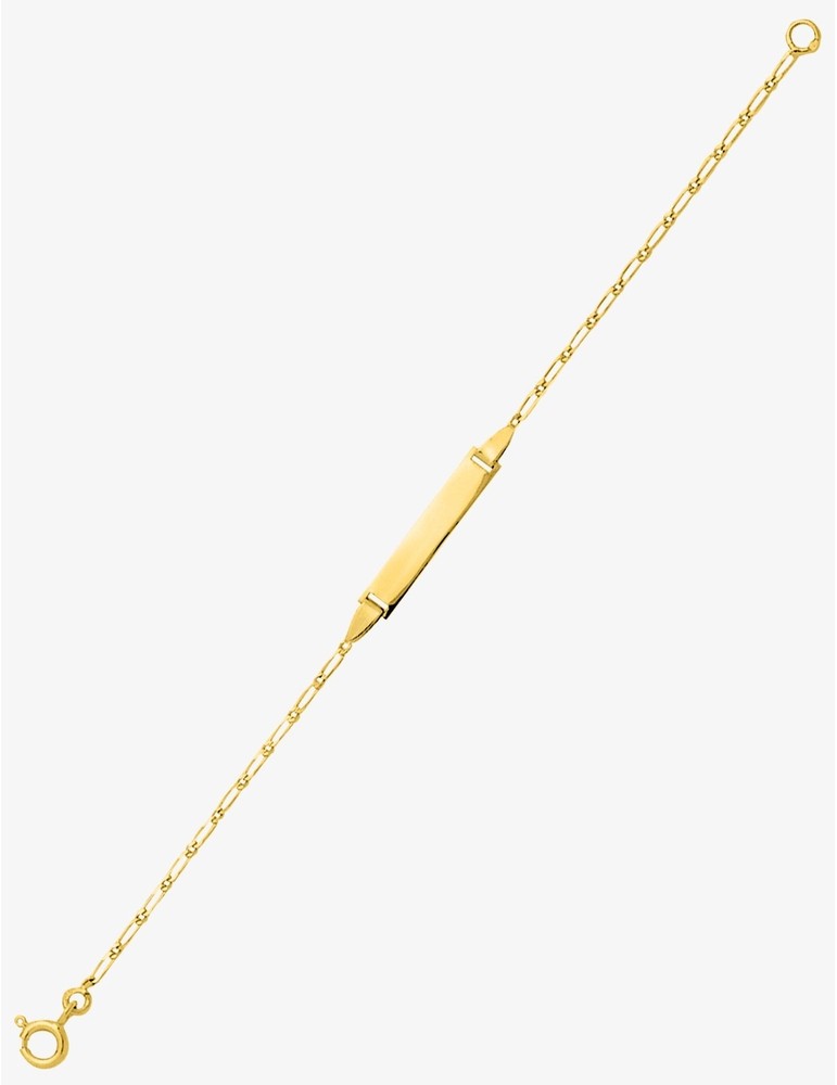 Gourmette Bébé Chaîne Alternée 1+1 Plaque Rectangle Or Jaune 750‰ – Gravure Offerte