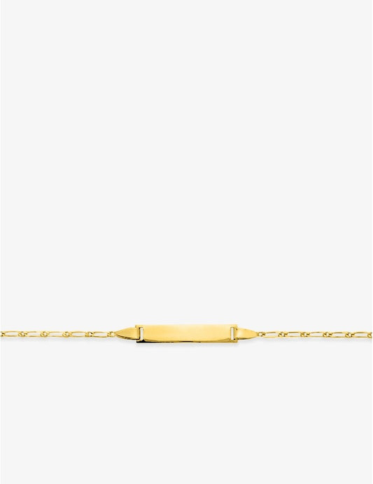 Gourmette Bébé Chaîne Alternée 1+1 Plaque Rectangle Or Jaune 750‰ – Gravure Offerte