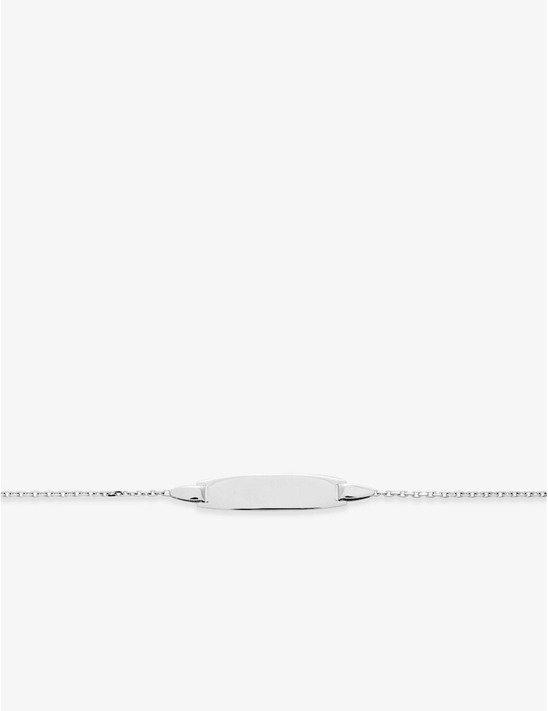 Gourmette Bébé Or Blanc 750‰ | Chaîne Forçat & Plaque Ovale Gravable