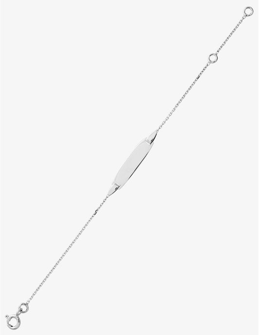 Gourmette Bébé Or Blanc 750‰ | Chaîne Forçat & Plaque Ovale Gravable