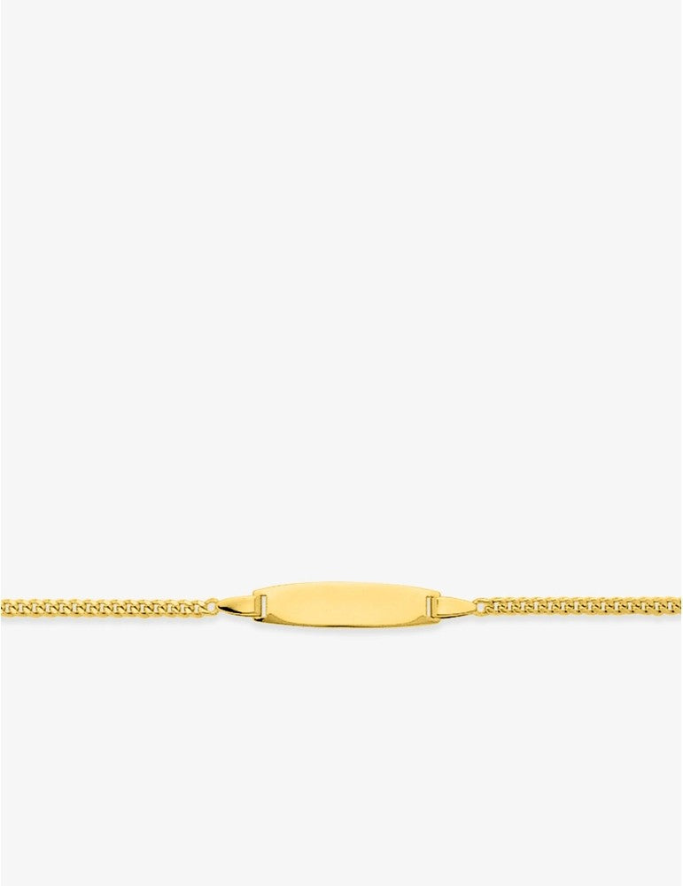 Gourmette Bébé Or Jaune 750‰ | Chaîne Gourmette & Plaque Ovale Gravable