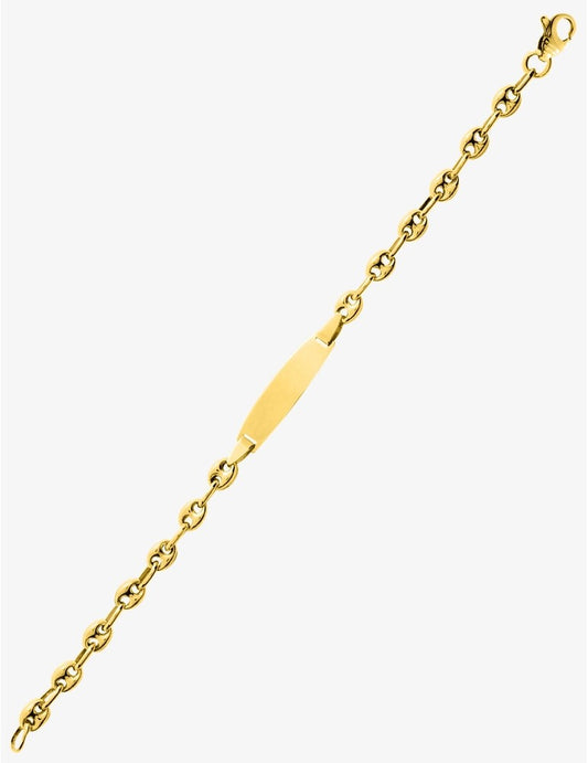 Gourmette Bébé Maille Grain de Café Or Jaune 750‰ – Gravure Offerte