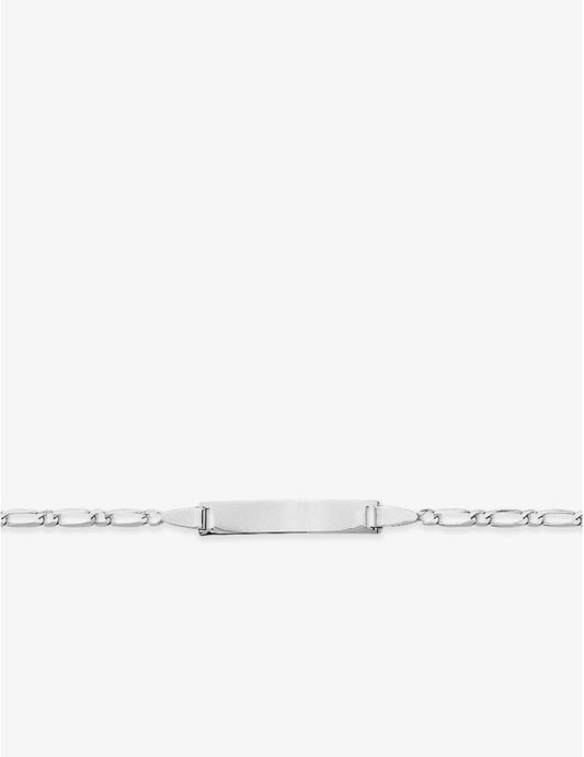 Gourmette Bébé Or Blanc 750‰ – Plaque Rectangulaire & Gravure Offerte